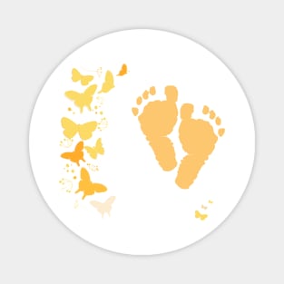 Baby foot prints with butterfly newborn baby Magnet